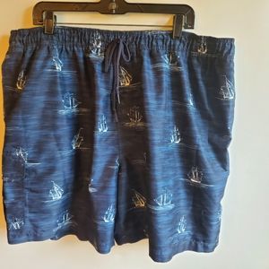 ISLANDER MEN'S SWIMMING TRUNKS   BLUE WITH WHITE SAILBOATS SIZE XXL/EEG